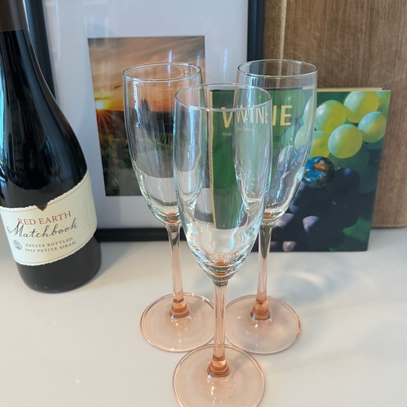Luminarc Vintage Pink Stem Champagne Glasses – Set of 3 – 8.75” Tall - Picture 1 of 4